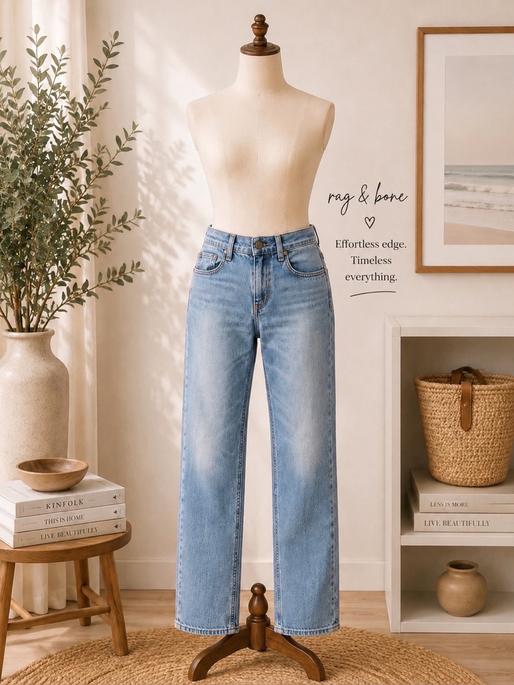 Rag & Bone Slim Fit Tomboy Jeans Light Wash Denim Size 28 Designer Jeans